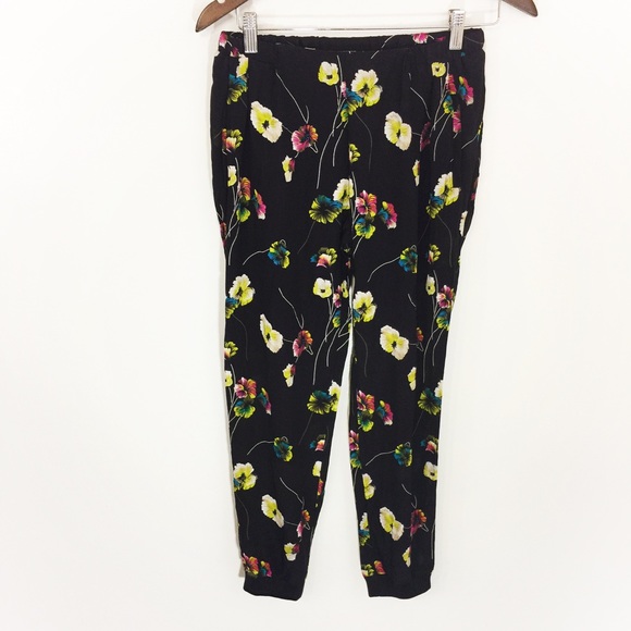 black floral joggers